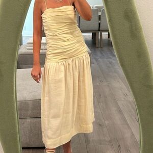 Zara drapped drop waist midi gown summer 2024 collection